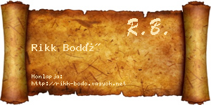 Rikk Bodó névjegykártya